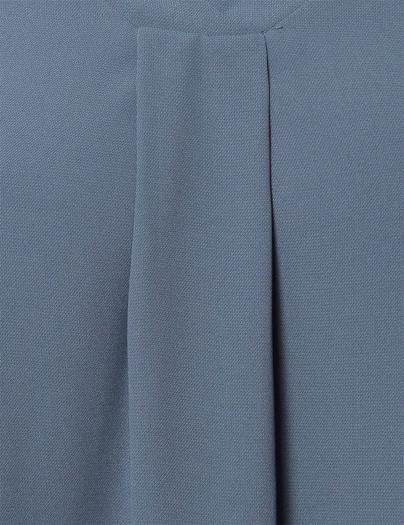 Youtalia Business Casual Tops for Women, Ladies 3/4 Cuffed Sleeve V Neck Pleats Fitted Tunic Blouse (Large, Blue Grey) - Image 5